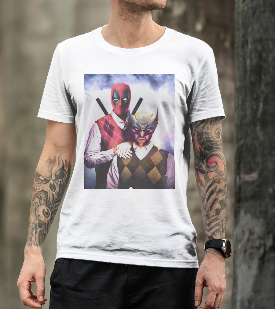Retro Deadpool And Wolverine Step Brothers Iconic Parody Image T-Shirt