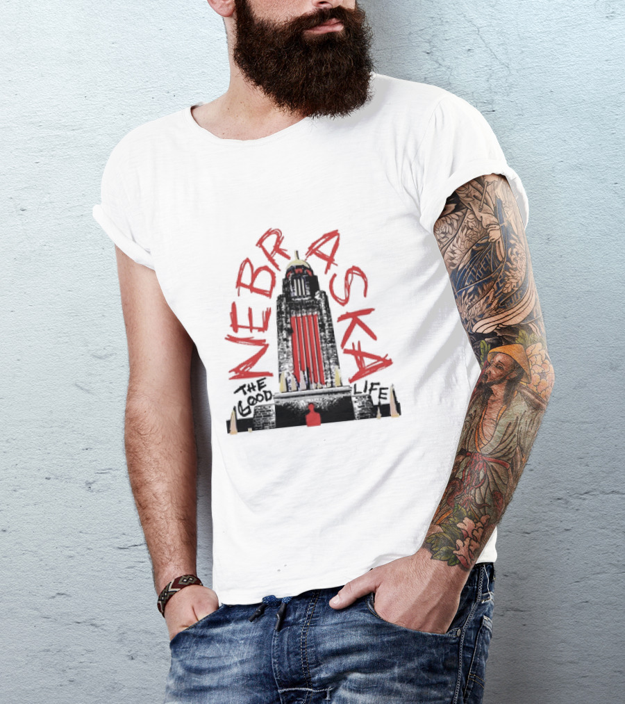 Nebraska The Good Life Capitol Building Stylistic T-Shirt