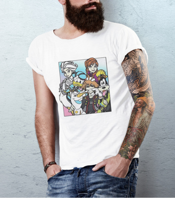 Disney Kingdom Hearts Frozen Characters Crossover T-Shirt