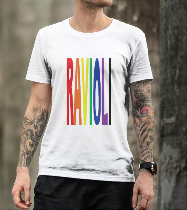 Ravioli Rainbow Colorful Block Letters T-Shirt