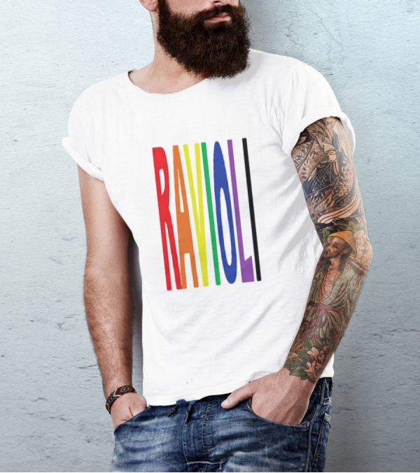 Ravioli Rainbow Colorful Block Letters T-Shirt