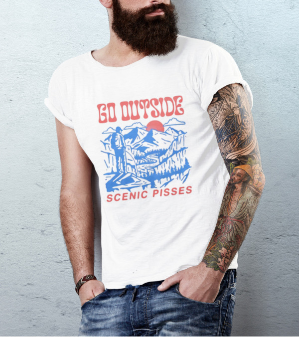 Go Outside Mountain Scenic Pisses T-Shirt