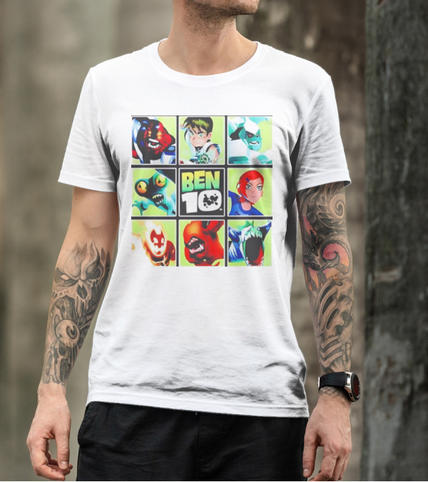 Ben 10 Alien Forms Panels Featuring Iconic Characters And Creatures T-Shirt