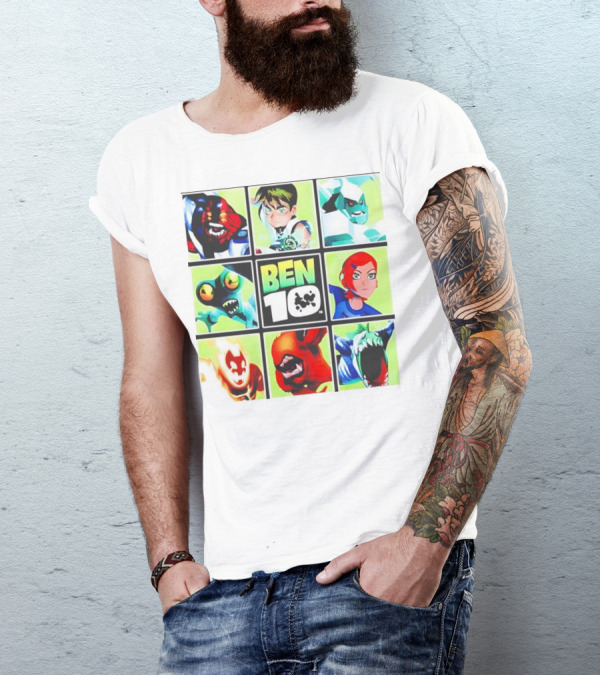 Ben 10 Alien Forms Panels Featuring Iconic Characters And Creatures T-Shirt