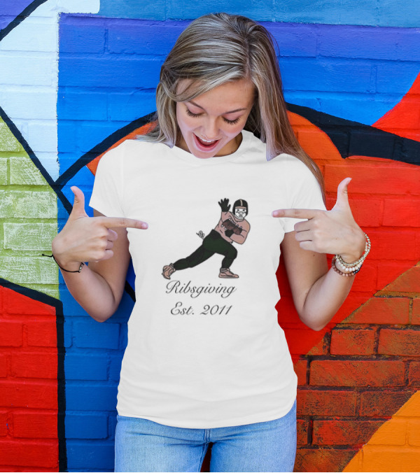 Green Pig Ribsgiving Est. 2011 Football Player T-Shirt