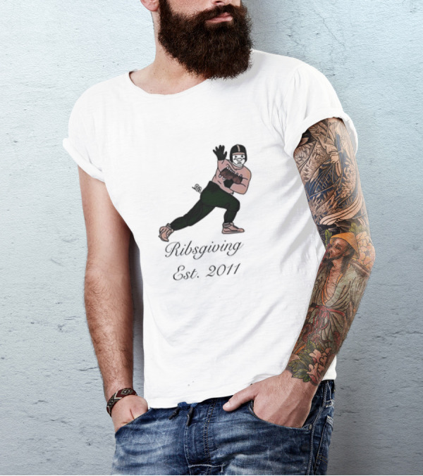 Green Pig Ribsgiving Est. 2011 Football Player T-Shirt