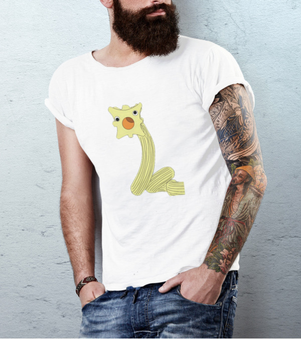 The Worm Classic Cartoon Character With Yellow Star-Shaped Head And Orange Circle Mouth T-Shirt