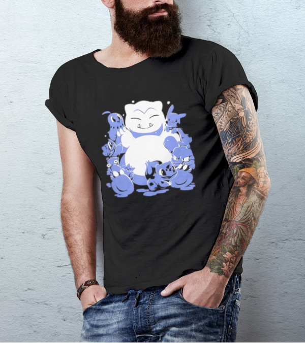 Snorlax Snowman Surrounded By Pokémon Snowlaxman T-Shirt