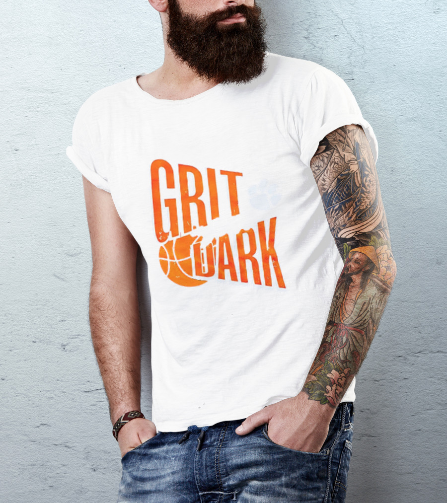 Clemson Tigers Grit After Dark Basketball Paw Prints T-Shirt