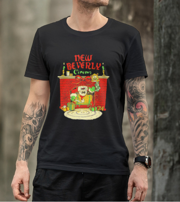 New Beverly Cinema Christmas Horror Santa Fireplace Scene T-Shirt