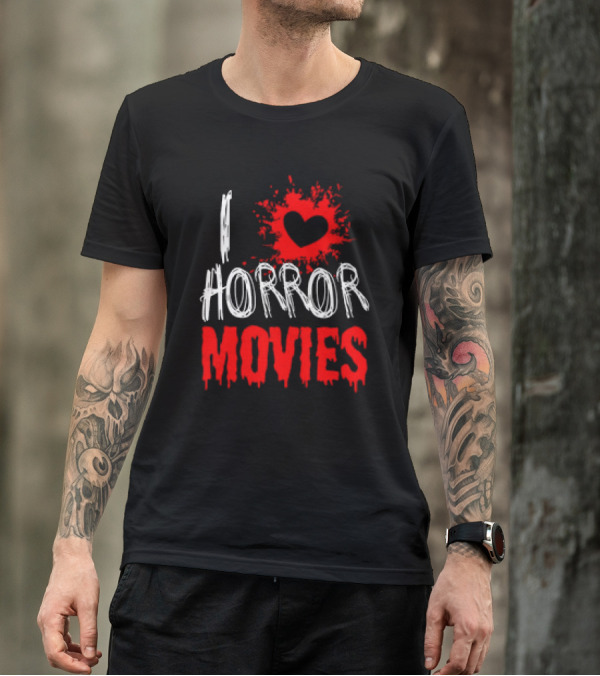 I Heart Horror Movies With Red Splatter T-Shirt