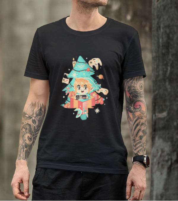 Nostalgic Christmas The Legend Of Zelda Link Christmas Tree Video Game Controllers T-Shirt