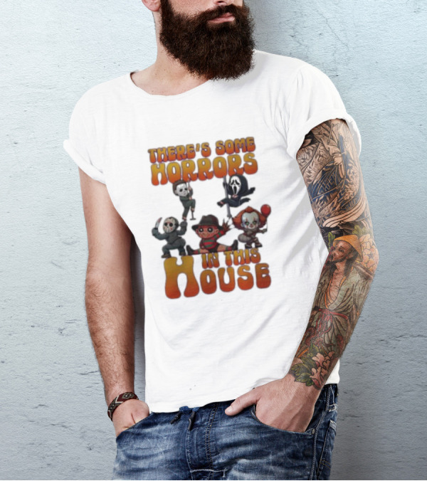 There’s Some Horrors In This House Masked Figures And Balloons T-Shirt