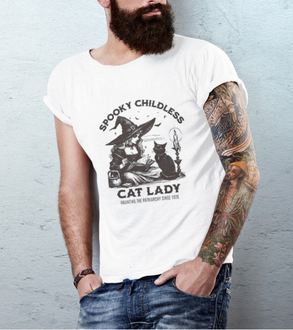 Spooky Childless Cat Lady Witch Haunting The Patriarchy Since 1920 T-Shirt