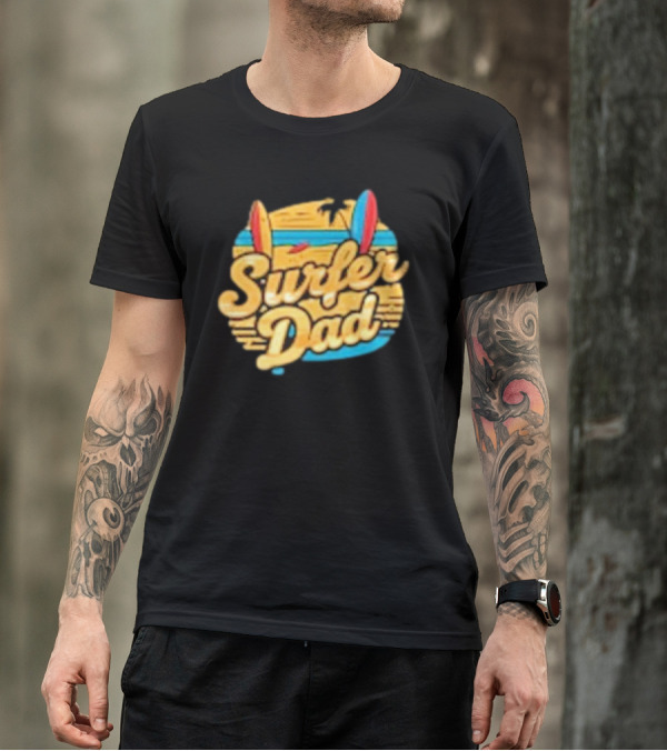 Surfer Dad Beach Sunset Father’s Day Surfboards Vintage T-Shirt