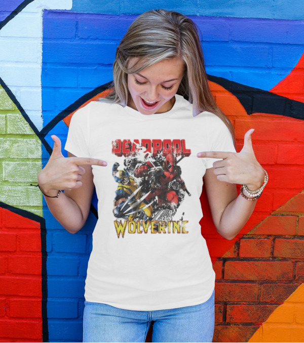 Deadpool Wolverine Cartoon Battle Clash T-Shirt