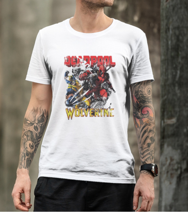 Deadpool Wolverine Cartoon Battle Clash T-Shirt
