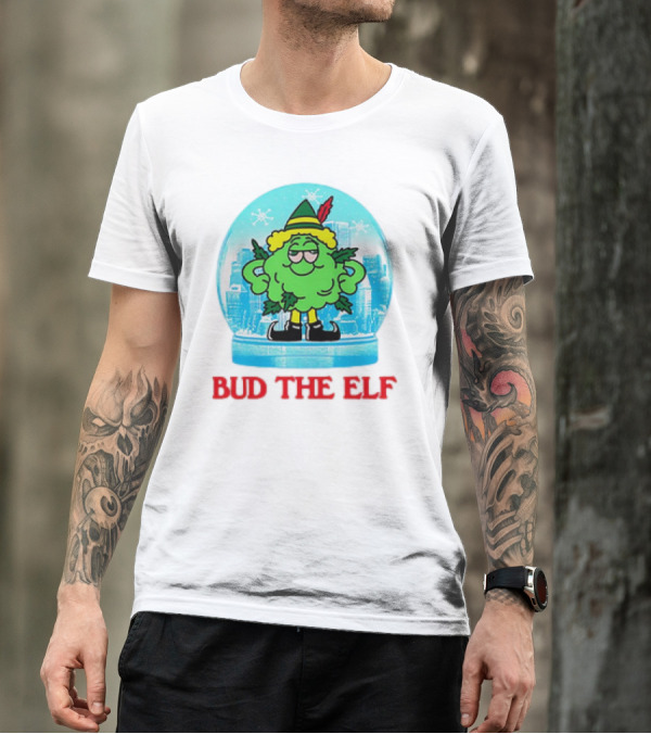 Bud The Elf Christmas Snow Globe Scene T-Shirt