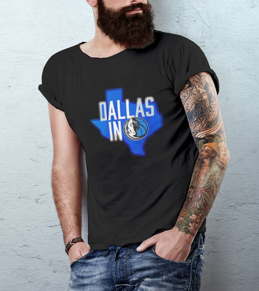 Dallas Mavericks Logo Texas Map Background DALLAS IN T-Shirt