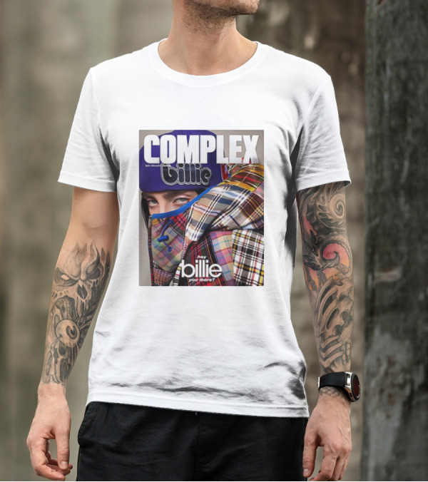 Complex Magazine Cover Billie Eilish Hey Billie You There Plaid Patchwork T-Shirt