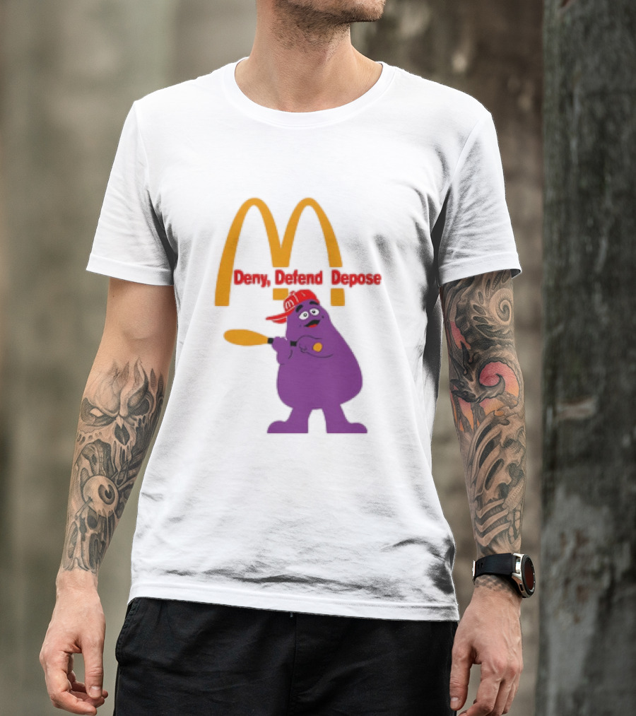 Grimace Baseball Bat Deny Defend Depose McDonald's Mascot T-Shirt