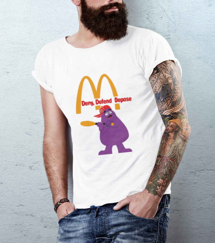Grimace Baseball Bat Deny Defend Depose McDonald's Mascot T-Shirt