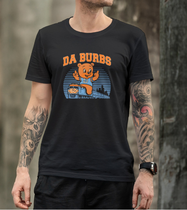 Da Burbs Train Chicago Bears Football Bear With Train Scene T-Shirt