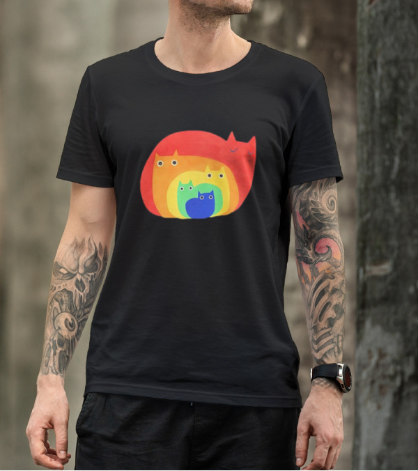 Rainbow Cats Pattern Layers T-Shirt