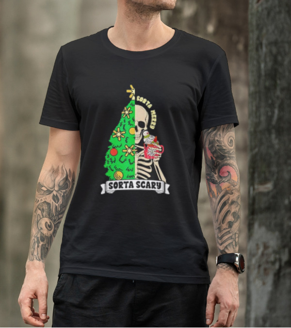 Sorta Merry Sorta Scary Christmas Skeleton Xmas Tree T-Shirt