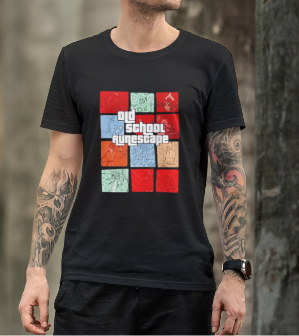 Old School RuneScape Pixel Art Character Collage T-Shirt