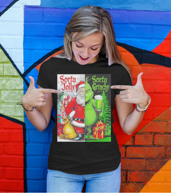 Sorta Jolly Sorta Grinchy Santa Claus Grinch Christmas Gifts T-Shirt