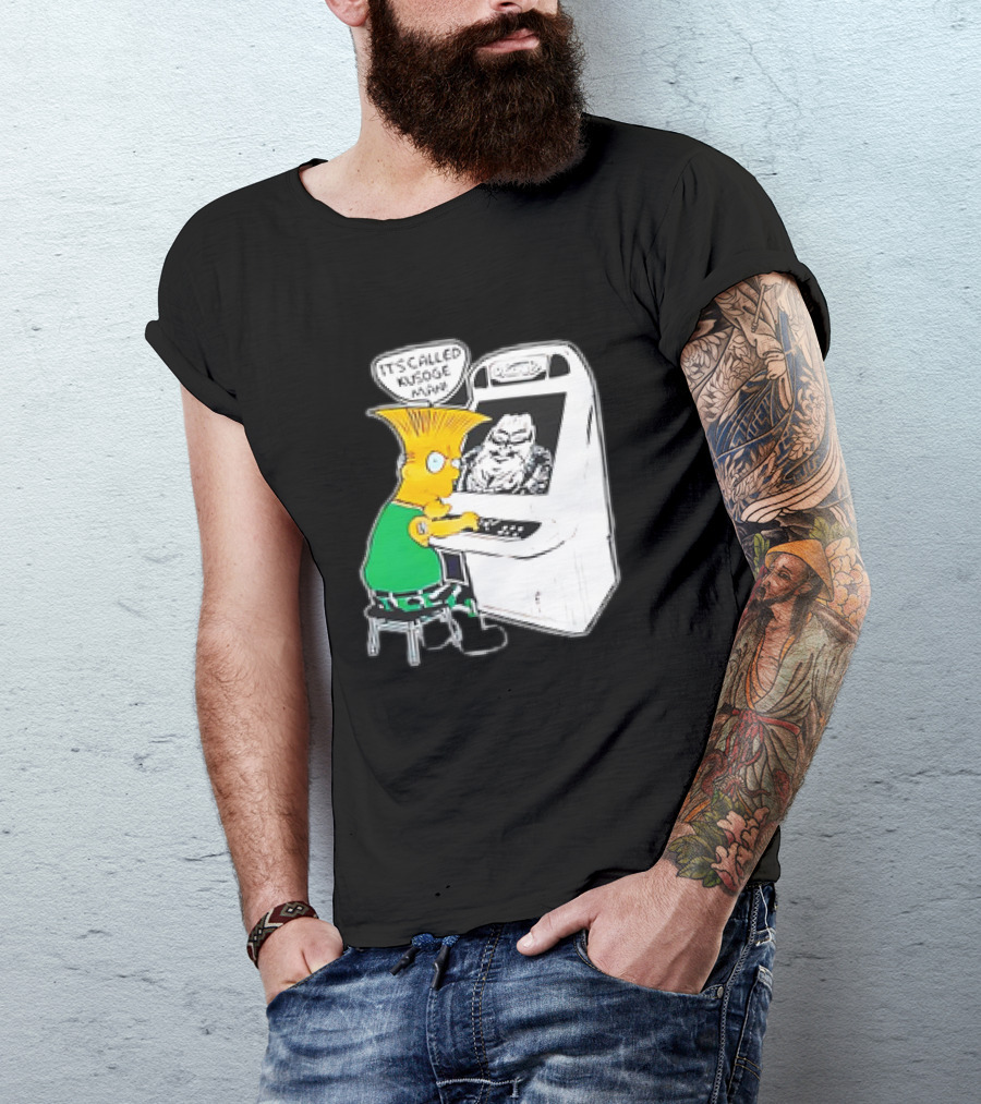Bart Simpson It's Called Kusoge Man Playing Arcade Game T-Shirt