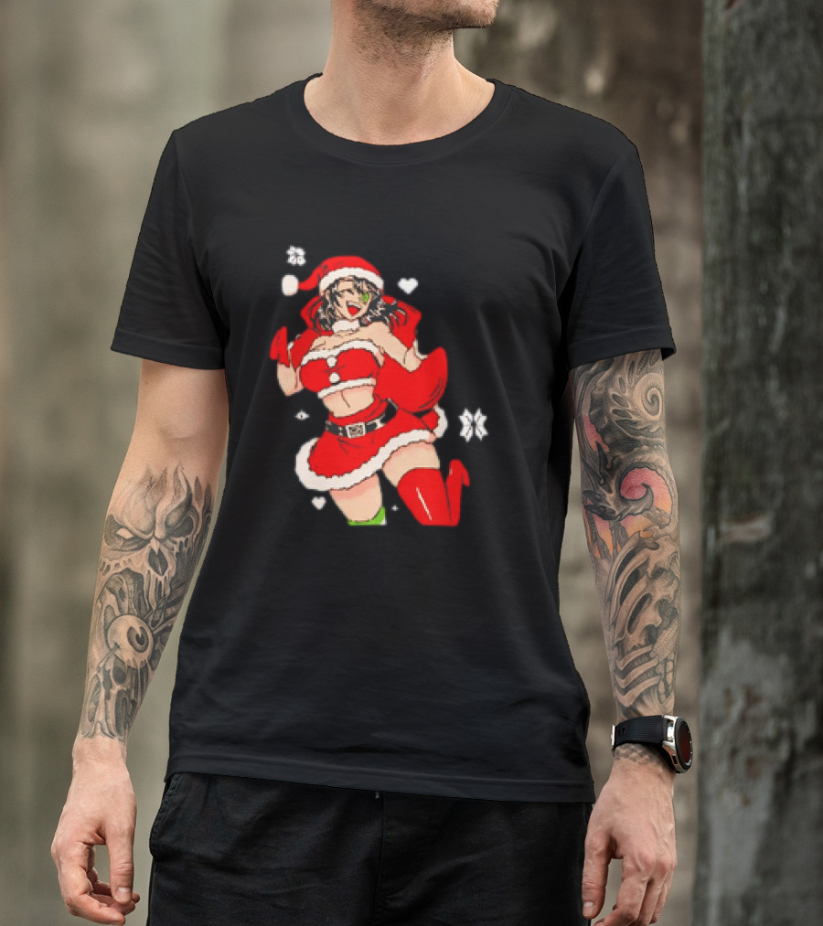 UwU Santa Outfit With Snowflakes And Hearts Christmas T-Shirt