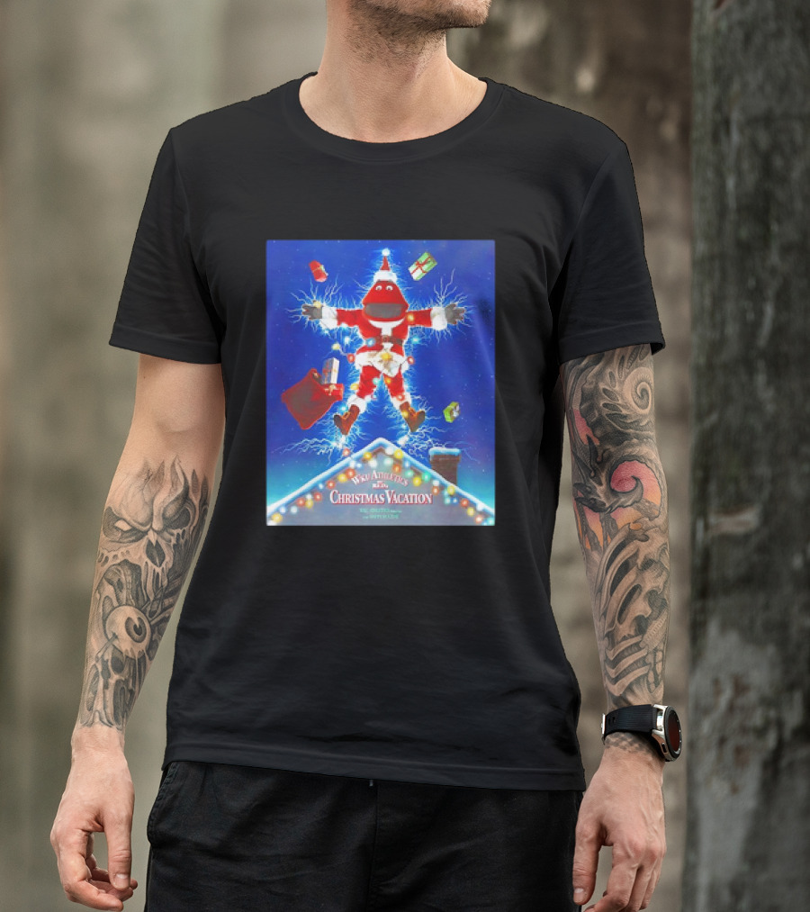 WKU Athletics Christmas Vacation Funny Santa Character On Rooftop With Presents T-Shirt