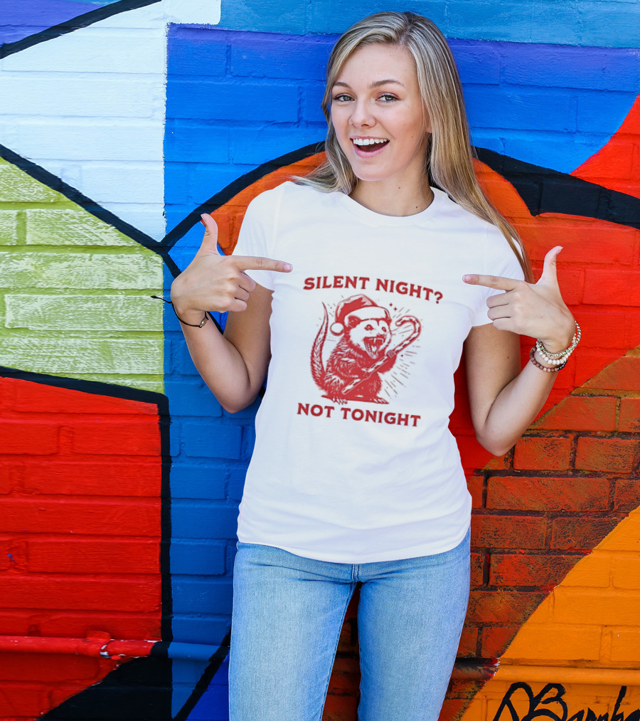 Silent Night Not Tonight Christmas Santa Rat T-Shirt