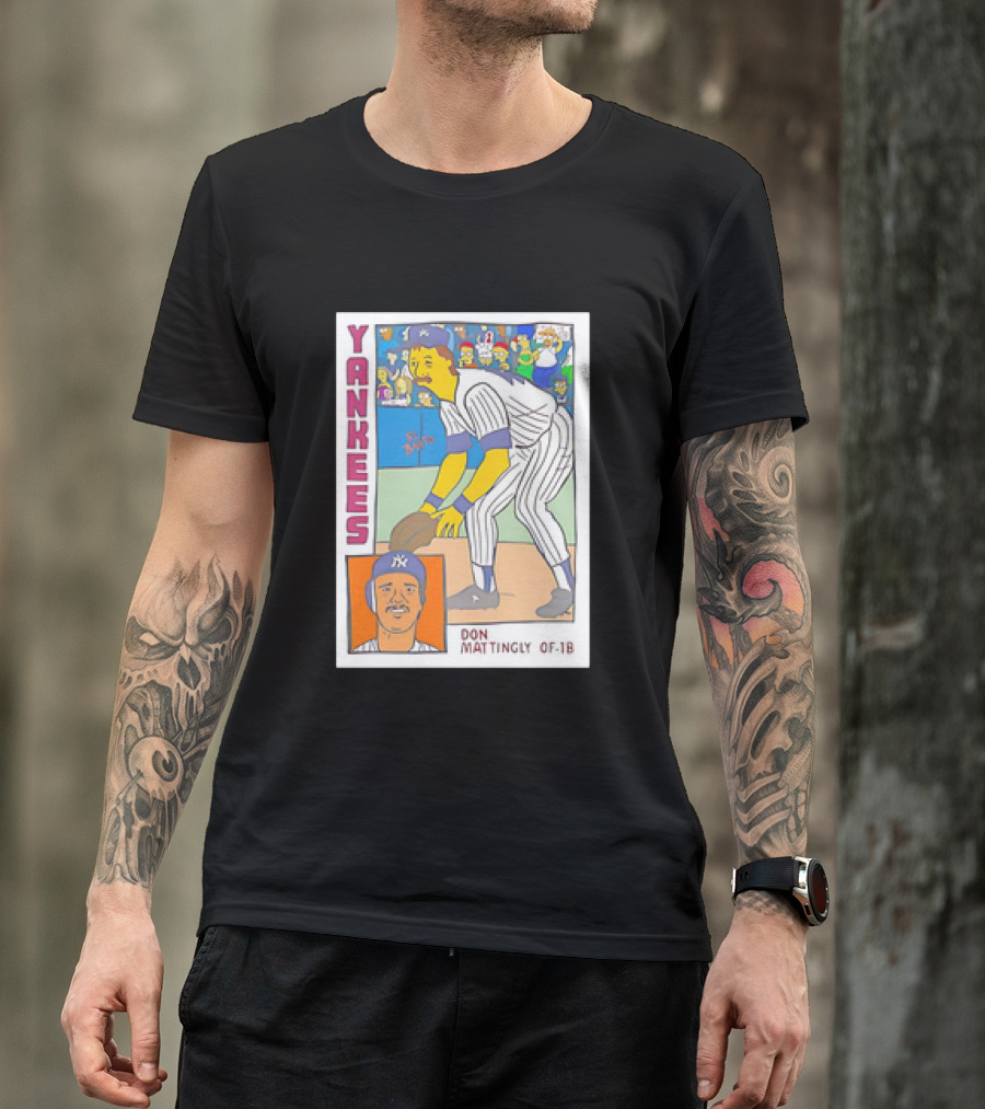 Yankees Don Mattingly OF-1B Simpsons Style Baseball Card T-Shirt