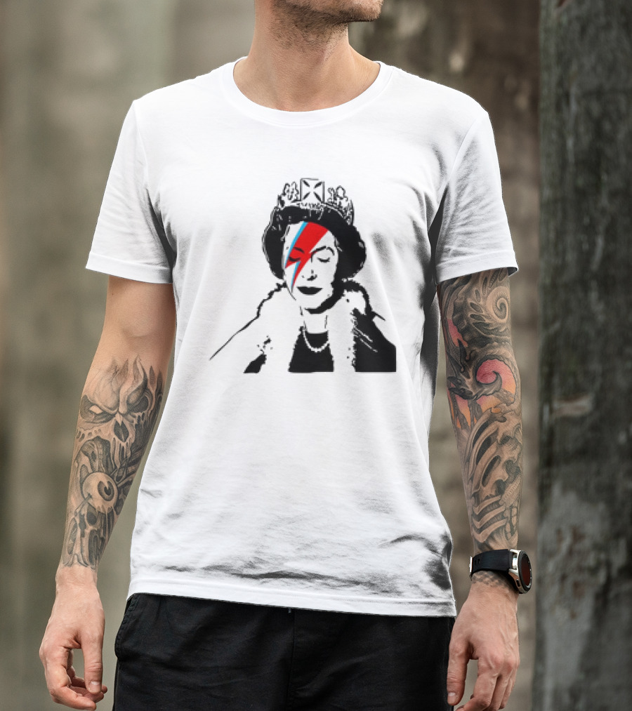 Queen Elizabeth Bowie Lightning Face Paint T-Shirt