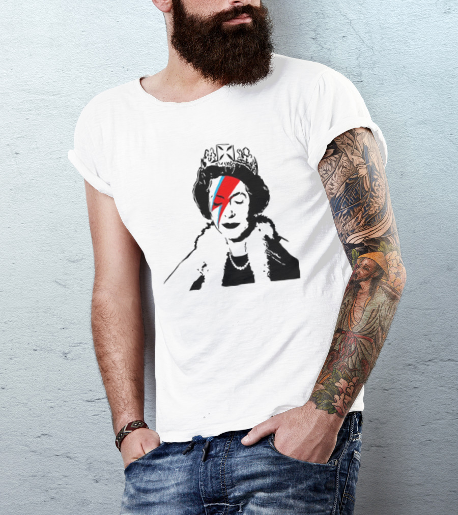 Queen Elizabeth Bowie Lightning Face Paint T-Shirt