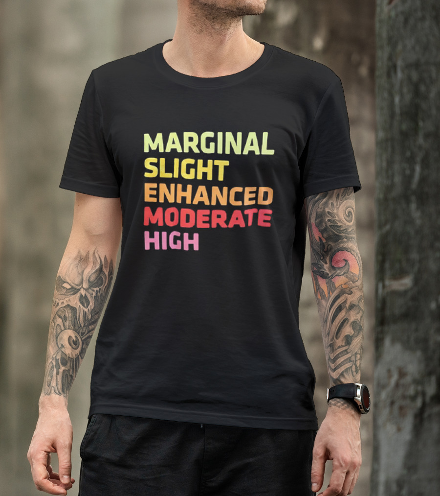 Marginal Slight Enhanced Moderate High Gradient Text T-Shirt