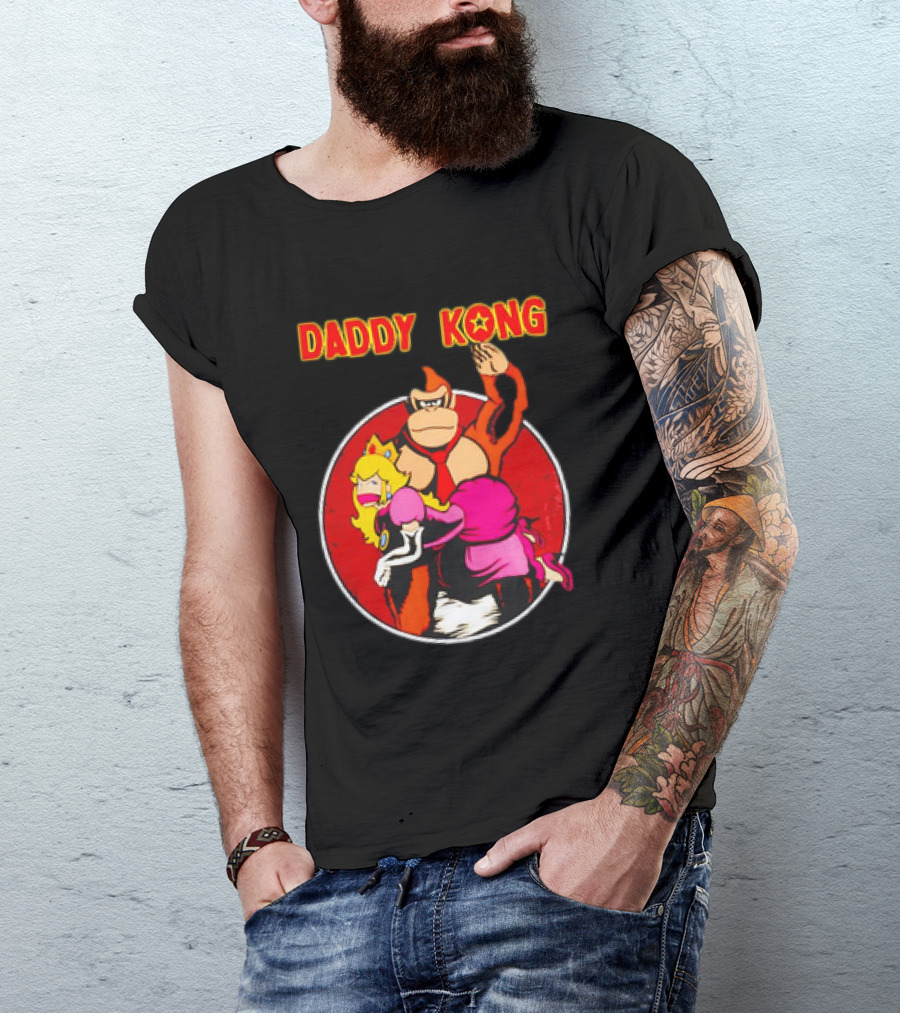 Daddy Kong Funny Retro Gaming Humor With Princess Character Playful T-Shirt