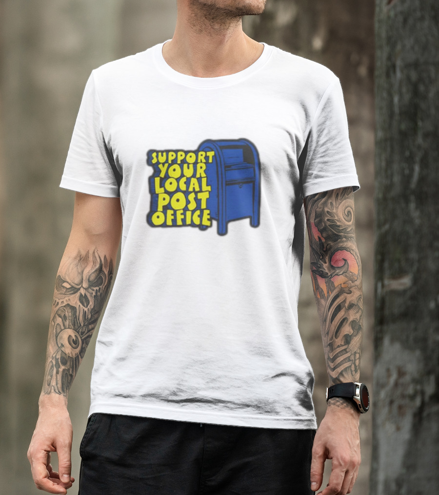 Support Your Local Post Office Blue Mailbox T-Shirt