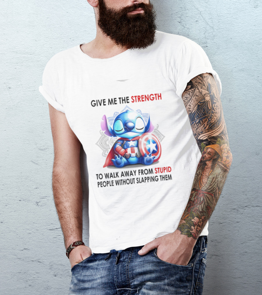 Stitch Captain Give Me The Strength To Walk Away From Stupid People Without Slapping Them T-Shirt