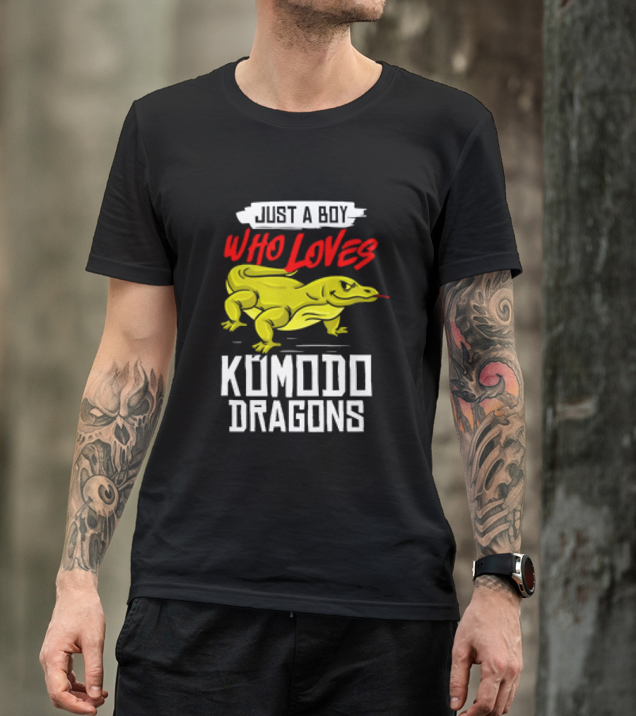 Just A Boy Who Loves Komodo Dragons With Yellow Lizard T-Shirt