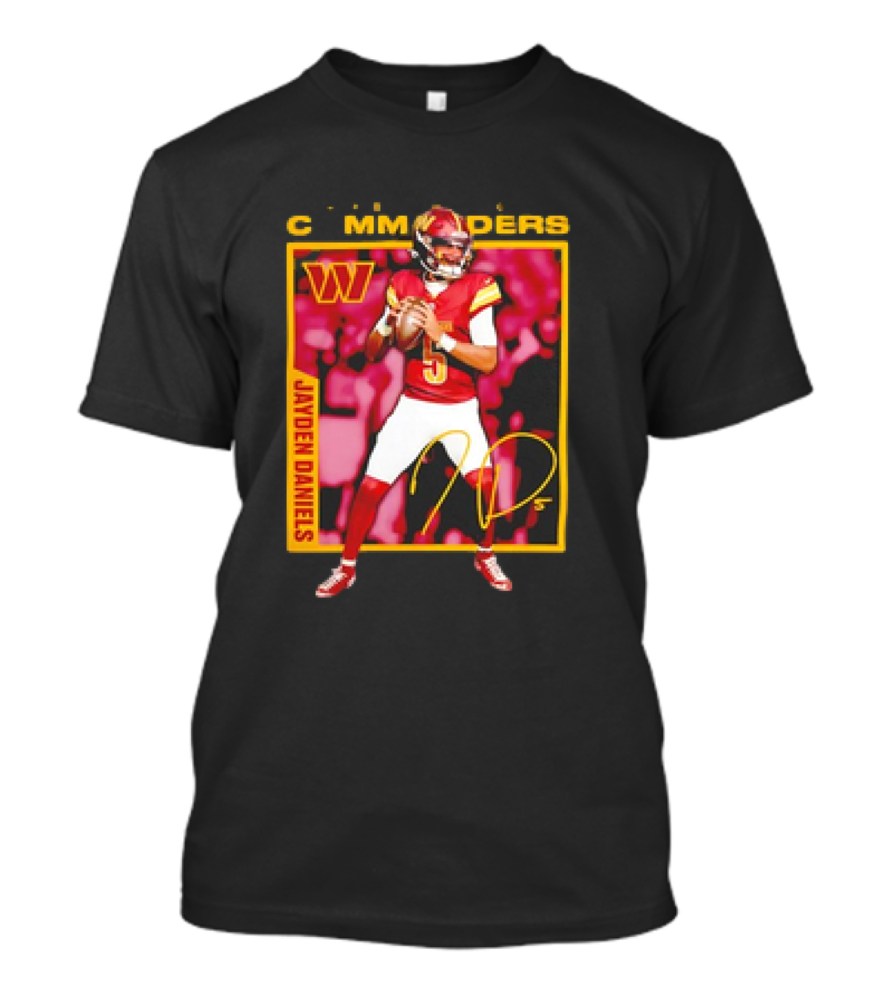 Jayden Daniels Washington Commanders Signature Football T-Shirt