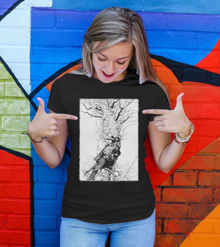 Fajar Allanda Raven Crow Art By Fajar Aeon Tree Illustration T-Shirt