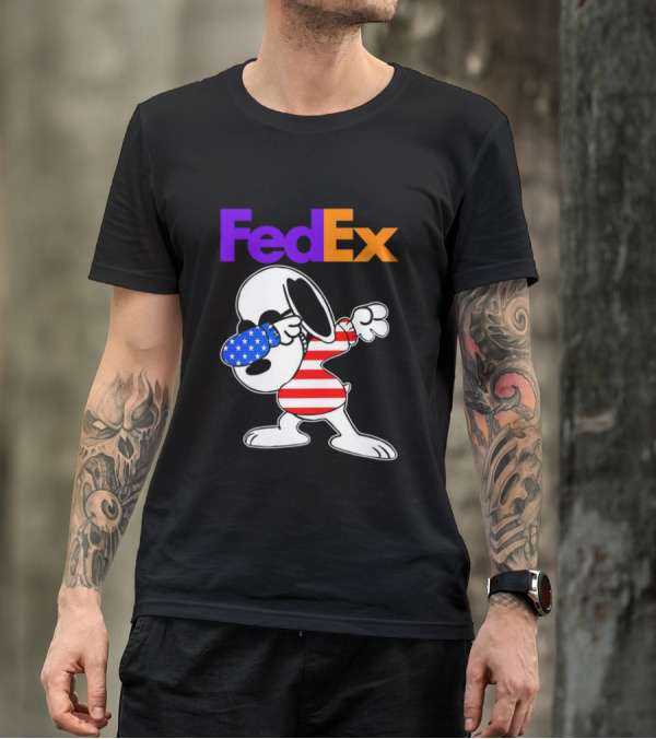 FedEx Snoopy Dabbing American Flag Icon T-Shirt