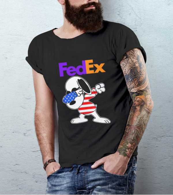 FedEx Snoopy Dabbing American Flag Icon T-Shirt