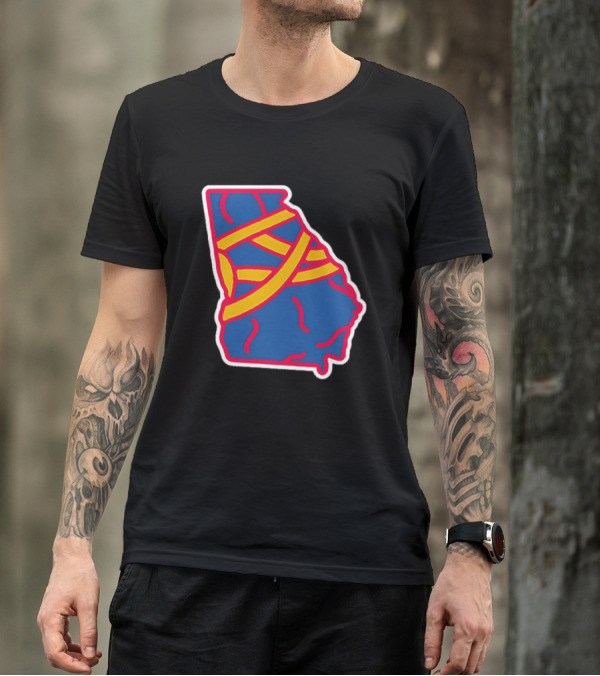 Friday Red State Stripe Atlanta Baseball Georgia Map T-Shirt