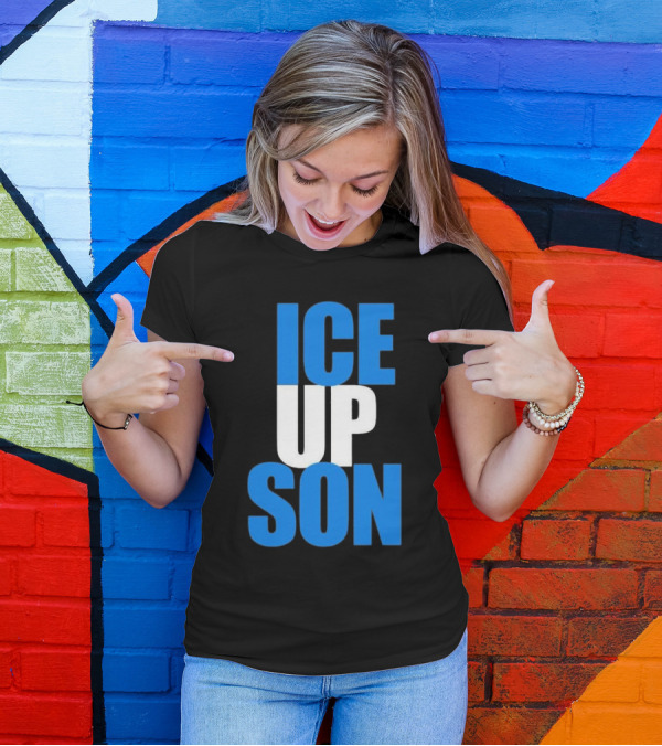 Albert Breer Ice Up Son Bold Blue And White Text T-Shirt