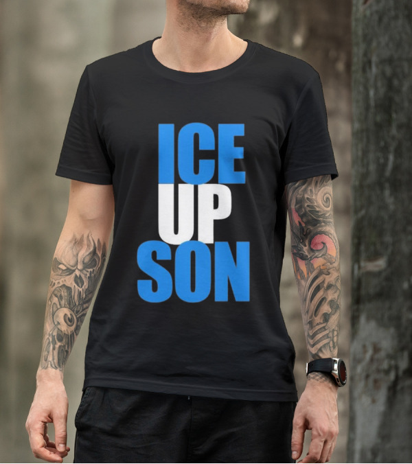 Albert Breer Ice Up Son Bold Blue And White Text T-Shirt